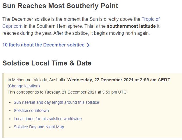 Solstice and Equinox